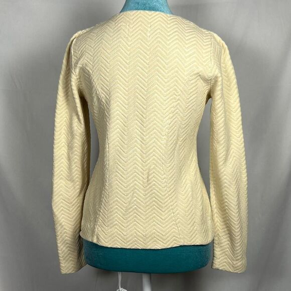 Anthropologie Rosie Neira 100% Cotton Cream Chevron Knit Jacket - Picture 3 of 8